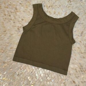 Olive Green Sleeveless Ribbed Top
